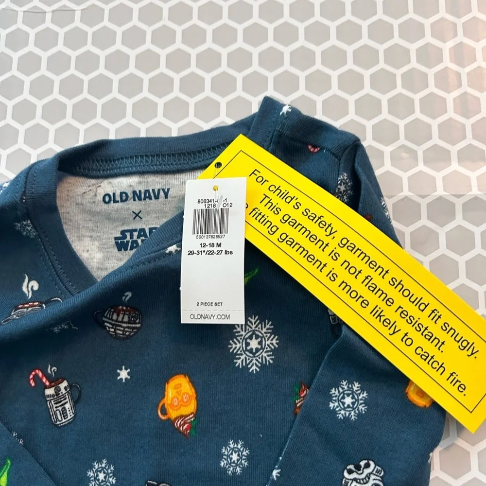 NWT Old Navy Navy Holiday Character Pajama Set Green Orange Accents Size 12-18M